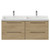 Napoli 390 Light Oak 1200mm Wall Mounted 4 Drawer Vanity Unit with Double Lucia Basins Front View thumbnail