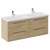 Napoli 390 Light Oak 1200mm Wall Mounted 4 Drawer Vanity Unit with Double Lucia Basins Left Hand View thumbnail