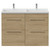 Napoli 390 Light Oak 1200mm 4 Drawer Vanity Unit with Double Lucia Basins Front View thumbnail
