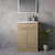 Napoli 390 Light Oak 600mm 2 Door Vanity Unit with Arc Basin Lifestyle Image thumbnail
