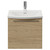 Napoli 390 Light Oak 500mm Wall Mounted Single Drawer Vanity Unit with Arc Basin Front View thumbnail