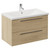 Napoli 460 Light Oak 800mm Wall Mounted 2 Drawer Vanity Unit with Glide Basin Left Hand View