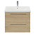 Napoli 460 Light Oak 600mm Wall Mounted 2 Drawer Vanity Unit with Glide Basin Front View