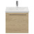 Napoli 390 Light Oak 500mm Wall Mounted Single Drawer Vanity Unit with Glide Basin Front View