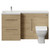 Napoli 390 Light Oak 1500mm 2 Drawer Vanity Unit Toilet Suite with Left Hand Square Lucia Basin Front View thumbnail