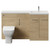 Napoli 390 Light Oak 1500mm 3 Door Vanity Unit Toilet Suite with Right Hand Square Lucia Basin Front View thumbnail