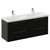 Napoli 390 Matt Black 1200mm Wall Mounted 4 Drawer Vanity Unit with Double Glide Basins Left Hand View thumbnail