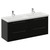 Napoli 390 Matt Black 1200mm Wall Mounted 4 Drawer Vanity Unit with Double Lucia Basins Left Hand View thumbnail