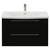 Napoli 390 Matt Black 800mm Wall Mounted 2 Drawer Vanity Unit with Arc Basin Front View thumbnail