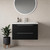 Napoli 390 Matt Black 800mm Wall Mounted 2 Drawer Vanity Unit with Arc Basin Lifestyle Image thumbnail