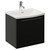 Napoli 390 Matt Black 500mm Wall Mounted Single Drawer Vanity Unit with Arc Basin Left Hand View thumbnail