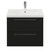 Napoli 460 Matt Black 600mm Wall Mounted 2 Drawer Vanity Unit with Glide Basin Front View