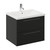 Napoli 460 Matt Black 600mm Wall Mounted 2 Drawer Vanity Unit with Glide Basin Left Hand View thumbnail