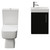 Napoli Cube Matt Black 400mm Single Door Wall Mounted Vanity Unit and Toilet Suite with Align Basin Front View