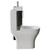 Napoli Cube Matt Black 400mm Single Door Vanity Unit and Jubilee Toilet Suite with Align Basin Side View thumbnail