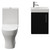 Napoli Cube Matt Black 400mm Single Door Wall Mounted Vanity Unit and Jubilee Toilet Suite with Align Basin Front View thumbnail