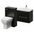 Napoli 390 Matt Black 1100mm Wall Mounted 2 Drawer Vanity Unit and Toilet Suite with Glide Basin Right Hand View thumbnail