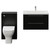 Napoli 390 Matt Black 1300mm Wall Mounted 2 Drawer Vanity Unit and Toilet Suite with Glide Basin Front View thumbnail