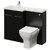 Napoli 390 Matt Black 1100mm 2 Door Vanity Unit Toilet Suite with Square Left Hand Lucia Basin Right Hand View thumbnail