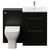 Napoli 460 Matt Black 1100mm 2 Drawer Vanity Unit Toilet Suite with Glide Basin Front View thumbnail
