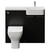 Napoli 250 Matt Black 1000mm 2 Door Vanity Unit Toilet Suite with Right Hand Round Rico Semi Recessed Basin Front View thumbnail