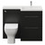 Napoli 460 Matt Black 1100mm 2 Drawer Vanity Unit Toilet Suite with Right Hand Square Lucia Basin Front View thumbnail
