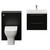 Napoli 390 Cento Matt Black 1200mm Wall Mounted 2 Drawer Vanity Unit and Toilet Suite with Glide Basin Front View thumbnail