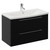 Napoli 390 Nero Oak 800mm Wall Mounted 2 Drawer Vanity Unit with Arc Basin Left Hand View thumbnail