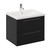 Napoli 460 Nero Oak 600mm Wall Mounted 2 Drawer Vanity Unit with Glide Basin Left Hand View thumbnail