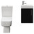 Napoli Cube Nero Oak 400mm Single Door Wall Mounted Vanity Unit and Toilet Suite with Align Basin Front View thumbnail