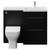 Napoli 390 Nero Oak 1100mm 2 Drawer Vanity Unit Toilet Suite with Square Right Hand Lucia Basin Front View thumbnail