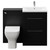 Napoli 460 Nero Oak 1100mm 2 Drawer Vanity Unit Toilet Suite with Glide Basin Front View thumbnail