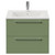 Napoli 460 Olive Green 600mm Wall Mounted 2 Drawer Vanity Unit with Angel Basin Front View