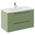 Napoli 390 Olive Green 800mm Wall Mounted 2 Drawer Vanity Unit with Angel Basin Left Hand View