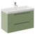 Napoli 390 Olive Green 800mm Wall Mounted 2 Drawer Vanity Unit with Rimini Basin Left Hand View
