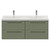 Napoli 390 Olive Green 1200mm Wall Mounted 4 Drawer Vanity Unit with Double Glide Basins Front View