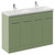 Napoli 390 Olive Green 1200mm 4 Door Vanity Unit with Double Glide Basins Left Hand View