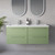 Napoli 390 Olive Green 1200mm Wall Mounted 4 Drawer Vanity Unit with Double Lucia Basins Lifestyle Image thumbnail