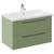 Napoli 460 Olive Green 800mm Wall Mounted 2 Drawer Vanity Unit with Glide Basin Left Hand View thumbnail