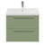 Napoli 460 Olive Green 600mm Wall Mounted 2 Drawer Vanity Unit with Glide Basin Front View thumbnail