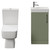 Napoli Cube Olive Green 400mm Single Door Vanity Unit and Toilet Suite with Align Basin Front View