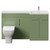 Napoli 390 Olive Green 1500mm 3 Door Vanity Unit Toilet Suite with Right Hand Square Lucia Basin Front View thumbnail