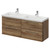 Napoli 390 Tobacco Oak 1200mm Wall Mounted 4 Drawer Vanity Unit with Double Lucia Basins Right Hand View thumbnail