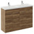 Napoli 390 Tobacco Oak 1200mm 4 Door Vanity Unit with Double Lucia Basins Left Hand View thumbnail