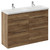 Napoli 390 Tobacco Oak 1200mm 4 Drawer Vanity Unit with Double Lucia Basins Left Hand View thumbnail