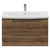 Napoli 390 Tobacco Oak 800mm Wall Mounted 2 Drawer Vanity Unit with Arc Basin Front View thumbnail