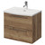 Napoli 390 Tobacco Oak 600mm Wall Mounted 2 Drawer Vanity Unit with Arc Basin Right Hand View thumbnail