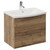 Napoli 390 Tobacco Oak 600mm Wall Mounted 2 Drawer Vanity Unit with Arc Basin Left Hand View thumbnail