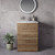 Napoli 390 Tobacco Oak 600mm 2 Drawer Vanity Unit with Arc Basin Lifestyle Image thumbnail