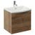 Napoli 390 Tobacco Oak 500mm Wall Mounted Single Drawer Vanity Unit with Arc Basin Left Hand View thumbnail